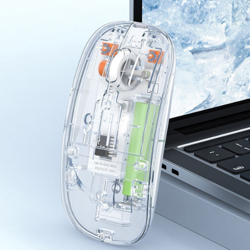 RGB Wireless Transparent Mouse – Dual Mode Rechargeable with LED Lights