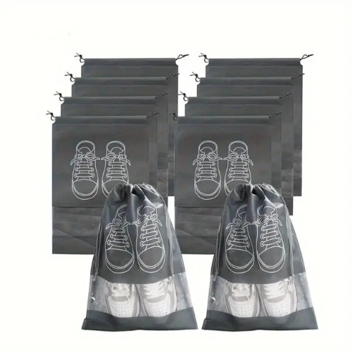 pack of 6 – Travel Shoe Bag | Dustproof Printed Shoe Organizer Pouch (Random Gray)
