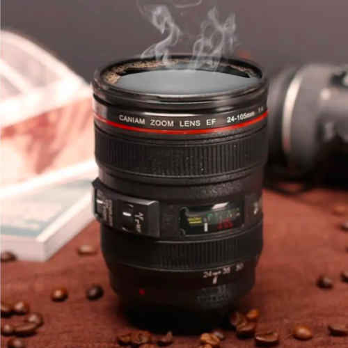 Camera Lens Coffee Mug | Creative Stainless Steel Travel Mug & Unique Gift Cup