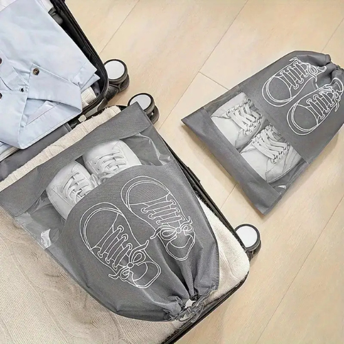 pack of 6 – Travel Shoe Bag | Dustproof Printed Shoe Organizer Pouch (Random Gray)