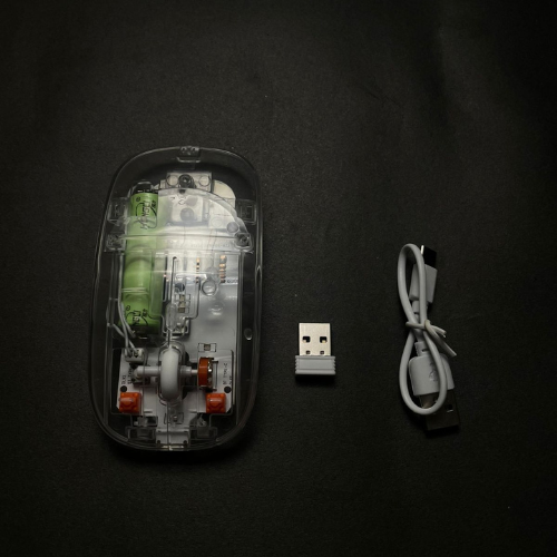 RGB Wireless Transparent Mouse – Dual Mode Rechargeable with LED Lights