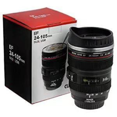 Camera Lens Coffee Mug – Creative DSLR Style Cup | Stainless Steel Travel Tumbler | Unique Gift for Photographers