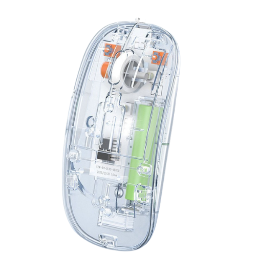 RGB Wireless Transparent Mouse – Dual Mode Rechargeable with LED Lights
