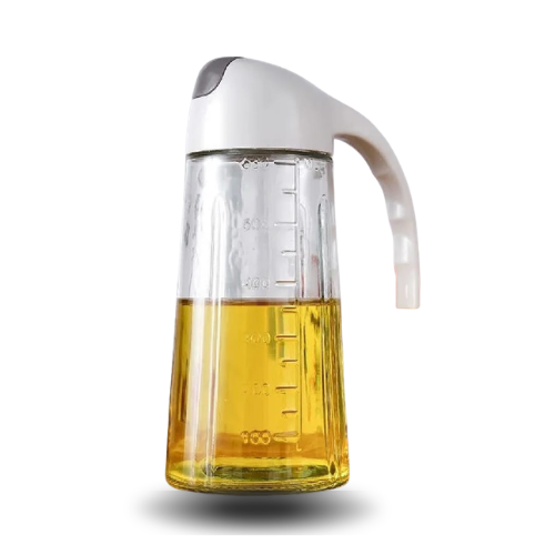 600ml Glass Oil Dispenser – Automatic Flip Lid & Leak-Proof