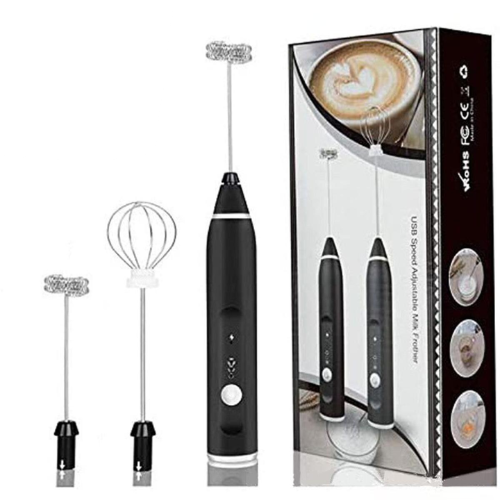 Rechargeable Electric Coffee Frother 3-Speed – 2-in-1 Milk & Egg Beater
