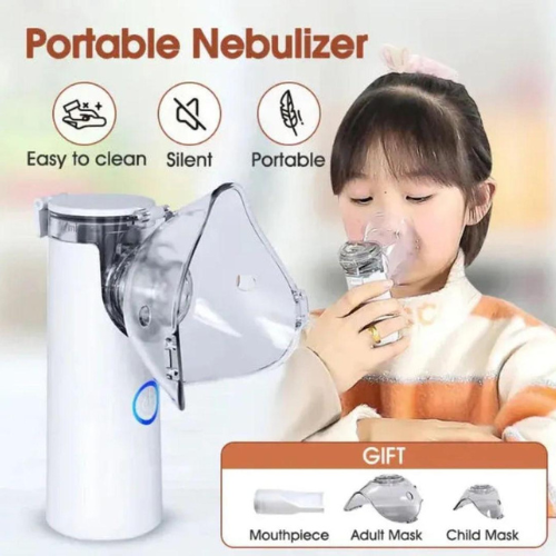 Portable Rechargeable Mesh Nebulizer – Dual Power (USB + Battery) | Silent Inhaler for Kids & Adults