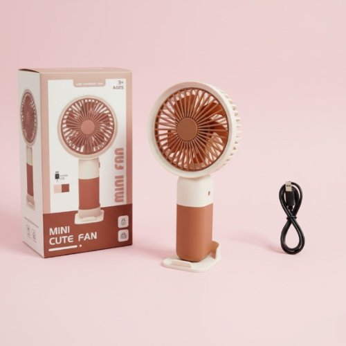 Portable Mini Cute Handheld Fan – USB Rechargeable with Stand/Base | Cooling Fan for Kids & Adults