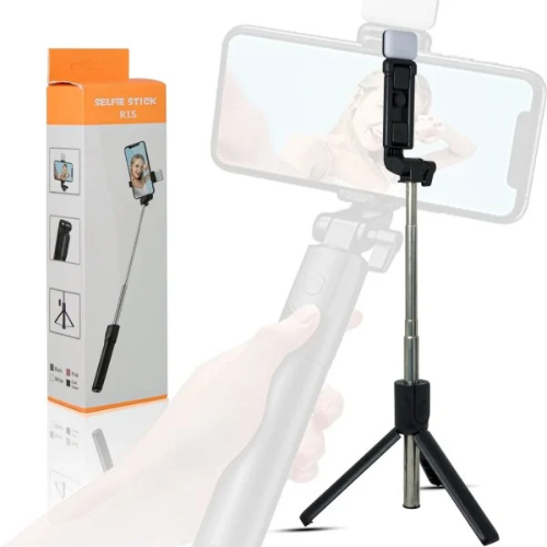 4-in-1 Wireless Bluetooth Selfie Stick Tripod Stand with Remote Control & LED Light – Portable Foldable Phone Holder