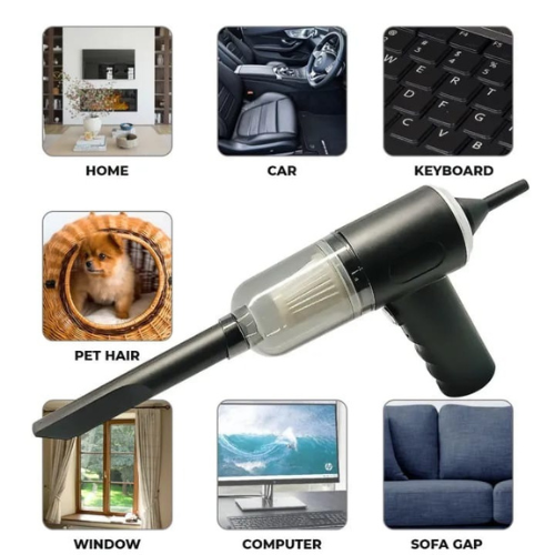 3-in-1 Portable Wireless Vacuum Cleaner – High Power Suction, Air Pump & Air Duster for Home, Car & Laptop