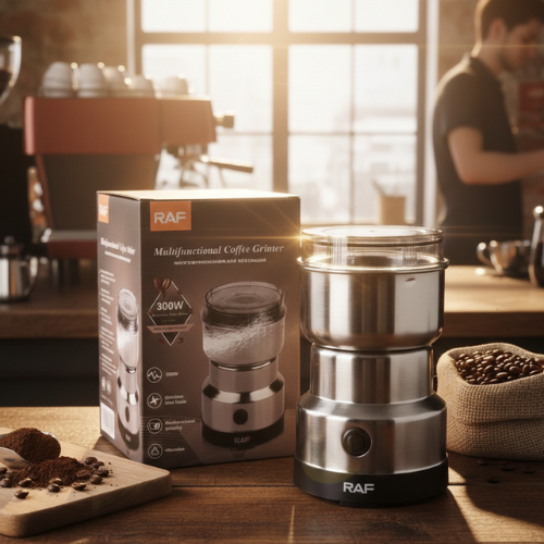 RAF R‑7113 Electric Grinder – 300W | Stainless Steel Blades | 85–100g Capacity | Coffee, Spices & Masala