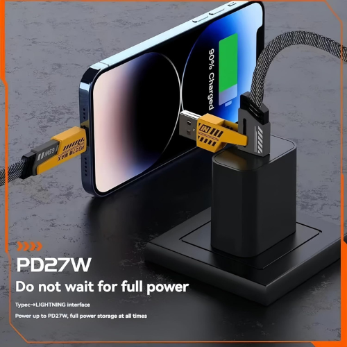 4-in-1 Fast Charging Transformer Cable – iPhone & Type-C Compatible