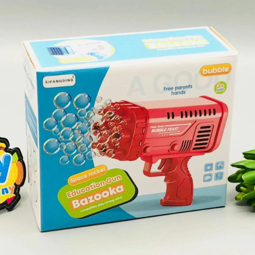 Bazooka Bubble Gun Toy – Automatic 36 Holes Bubble Machine for Kids with Bubble Solution & Tray