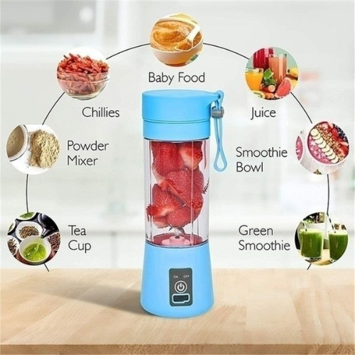 Portable Mini Juicer Blender 380ml – 6 Blade USB Rechargeable 🔥