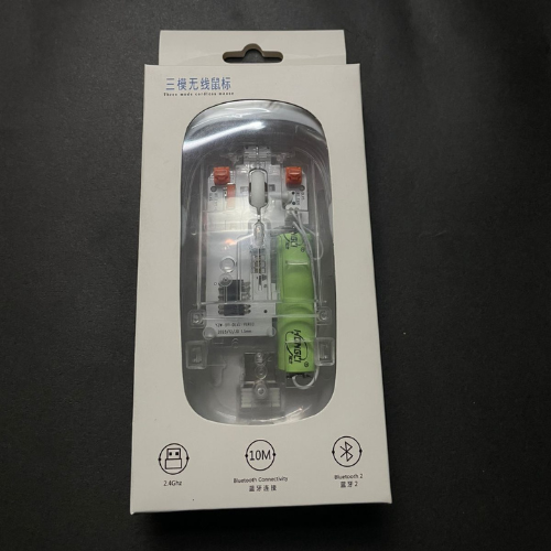 RGB Wireless Transparent Mouse – Dual Mode Rechargeable with LED Lights
