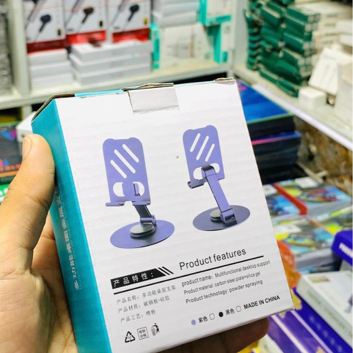 Premium Metal Mobile Holder – 360° Rotation, Anti-Slip Base, Solid Carbon Steel Body