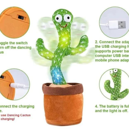 Interactive Dancing Cactus Toy – Singing, Talking & Voice Recording Plush | USB Rechargeable Fun Gift for Kids (6 Months+)