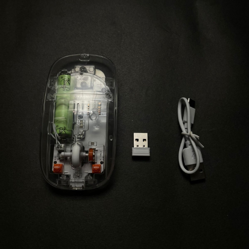 RGB Wireless Transparent Mouse – Dual Mode Rechargeable with LED Lights