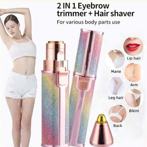 2-in-1 Electric Eyebrow Trimmer & Facial Hair Remover – Rechargeable Painless Shaver for Women