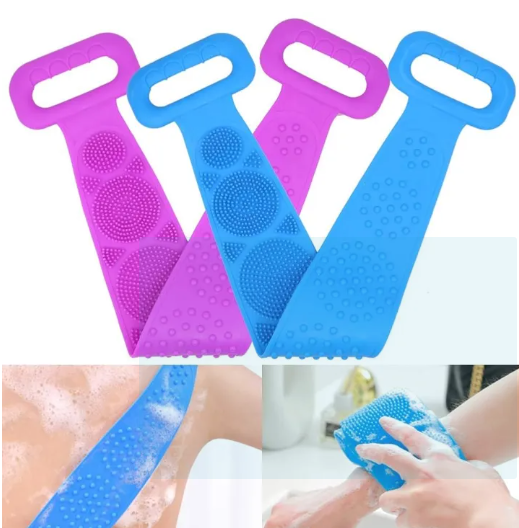 Silicone Bath Belt Back Scrubber – Gentle Exfoliating Body Cleaner (2 Pcs)